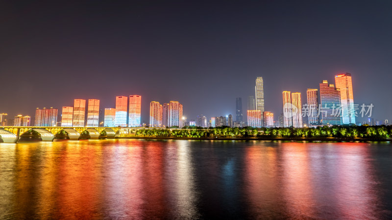 长沙城市湘江夜景