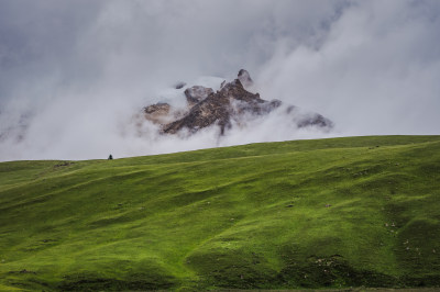 云雾缭绕的高山草原