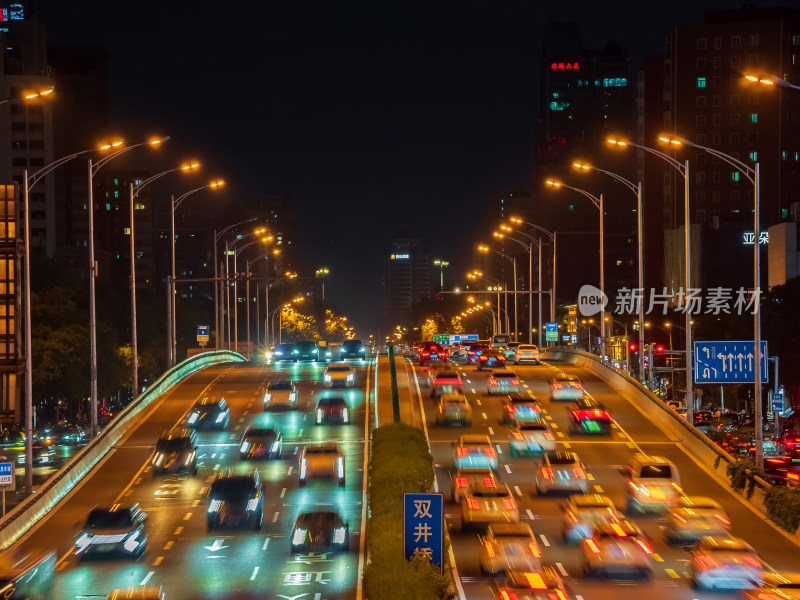 北京国贸CBD国贸立交桥夜晚道路车流