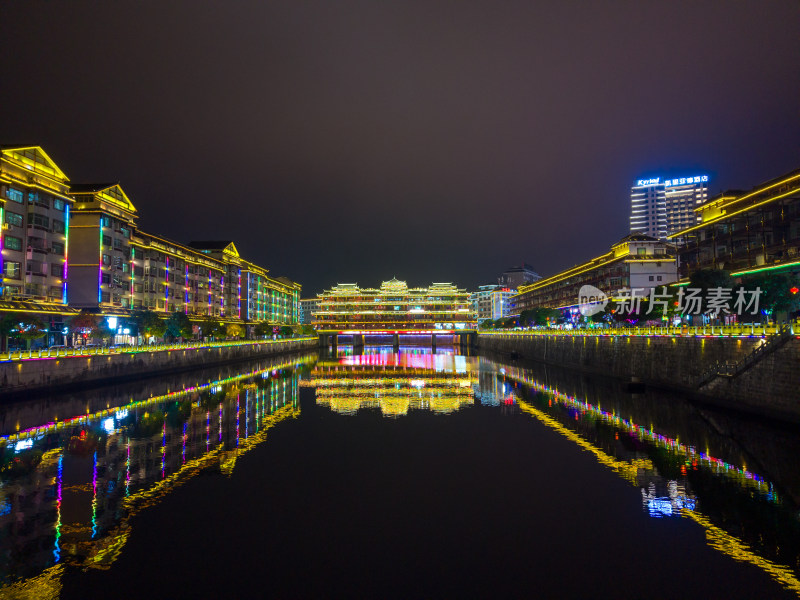 湖南通道廊桥侗族风雨桥夜景1