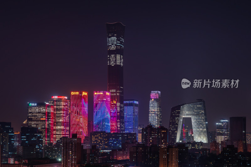 北京CBD 夜色摩天大楼夜晚灯光秀