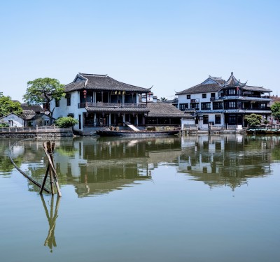 江南水乡传统建筑临水景观