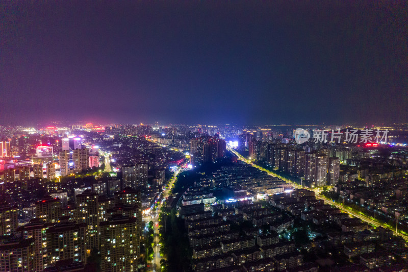 安徽蚌埠城市夜景航拍图