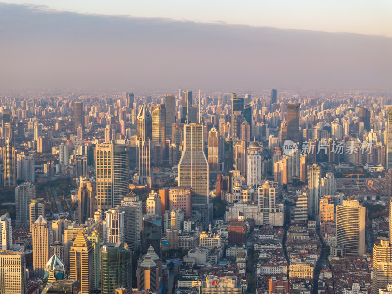 上海外滩陆家嘴城市建筑群城市天际线航拍