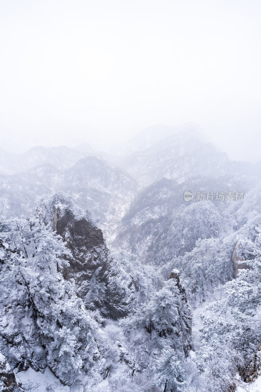 老君山下雪大山森林雾凇景观