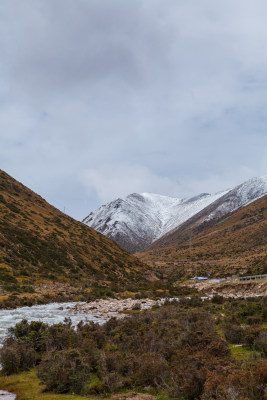 川藏线雪山溪流风光