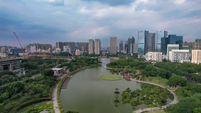 广东佛山千灯湖城市风光航拍