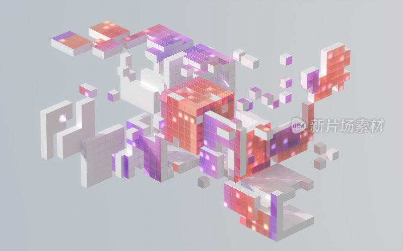 抽象方块几何体 3D渲染