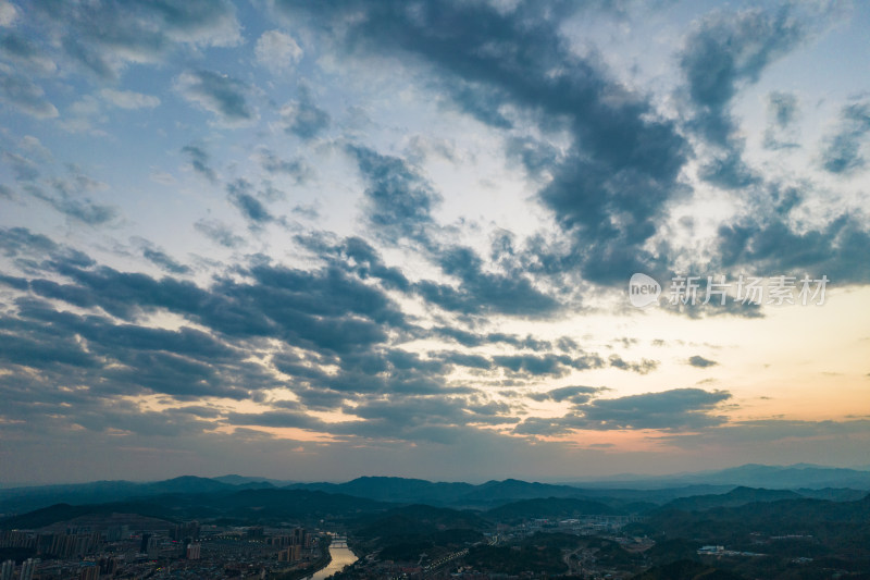 湖南怀化城市日落晚霞夕阳