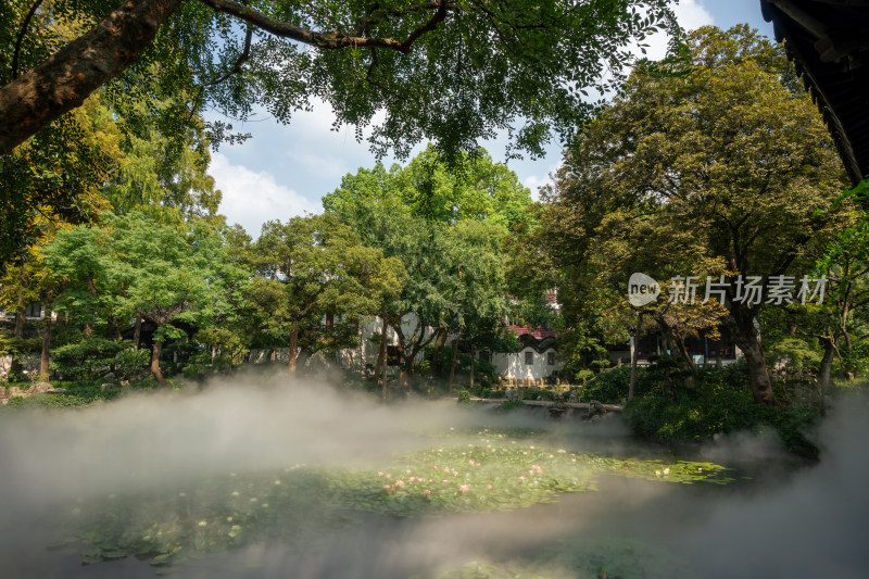 中式风格的古建筑园林上海青浦曲水园景色