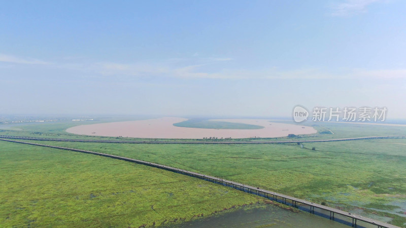 航拍湖南岳阳洞庭湖湿地公园