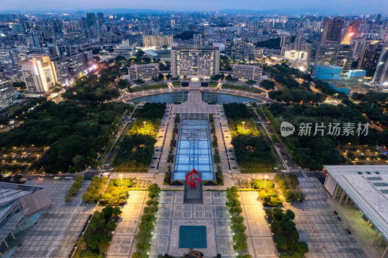 广东东湾夜幕降临夜景灯光航拍摄影图