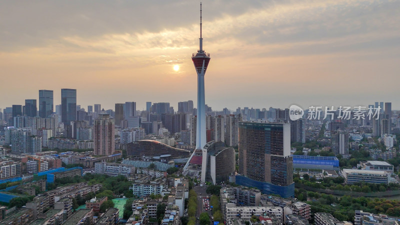 航拍成都天府熊猫塔地标建筑摄影图