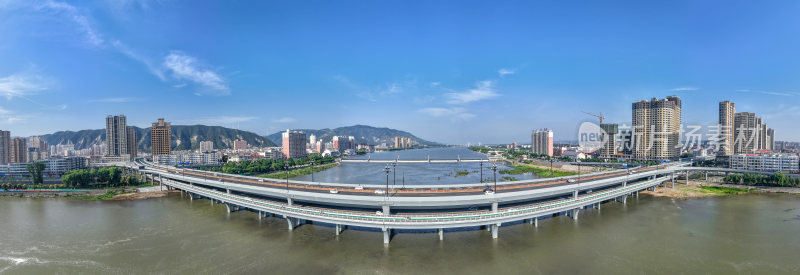 城市建筑航拍风景天空立交桥楼房全景图