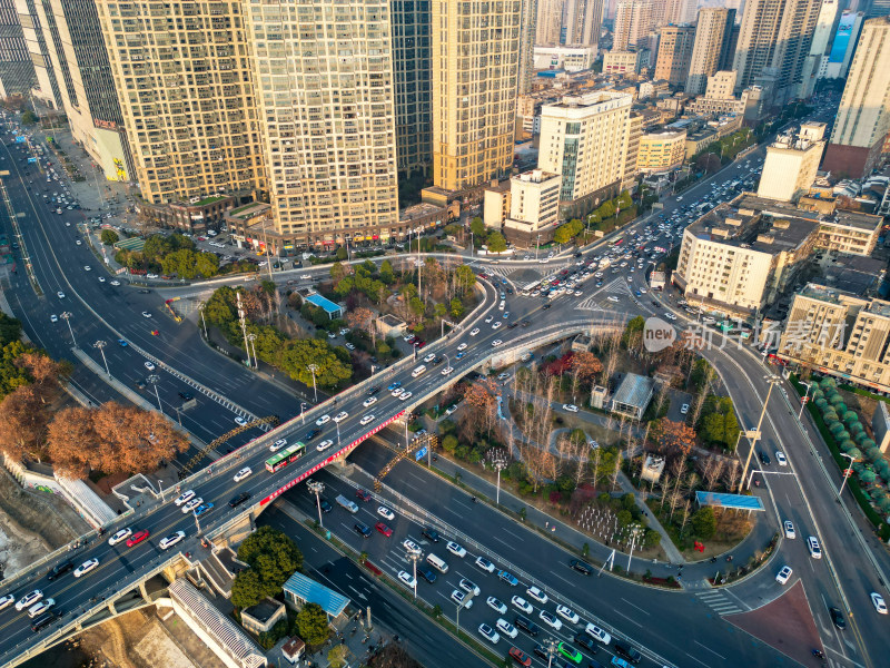 湖南长沙城市建筑高楼交通航拍摄影图