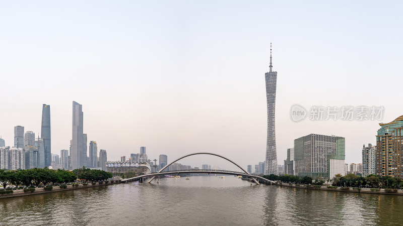 广州CBD广州塔中轴线海心沙桥梁壮丽景观