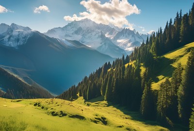 雪山高原草原森林风景