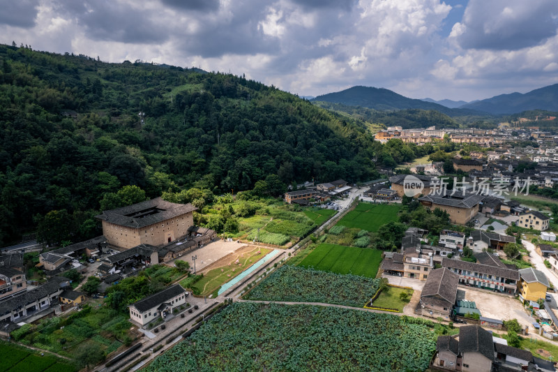 福建漳州南靖县云水谣土楼景区航拍