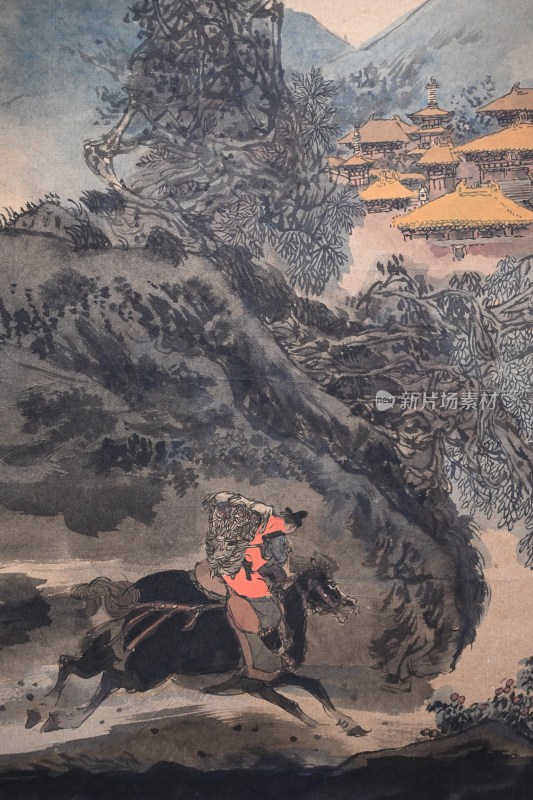 古代人物骑马山水风景图