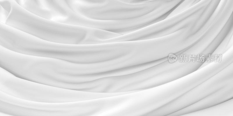 白色的褶皱布料背景 3D渲染
