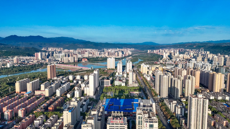 陕西宝鸡城市建设航拍图