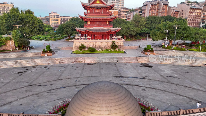 四川宜宾合江楼地标建筑航拍图