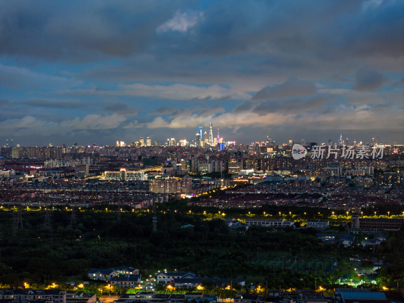 航拍上海城市风光全景