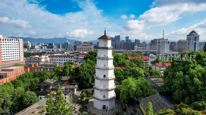 福建福州定光寺定光塔地标建筑白塔航拍