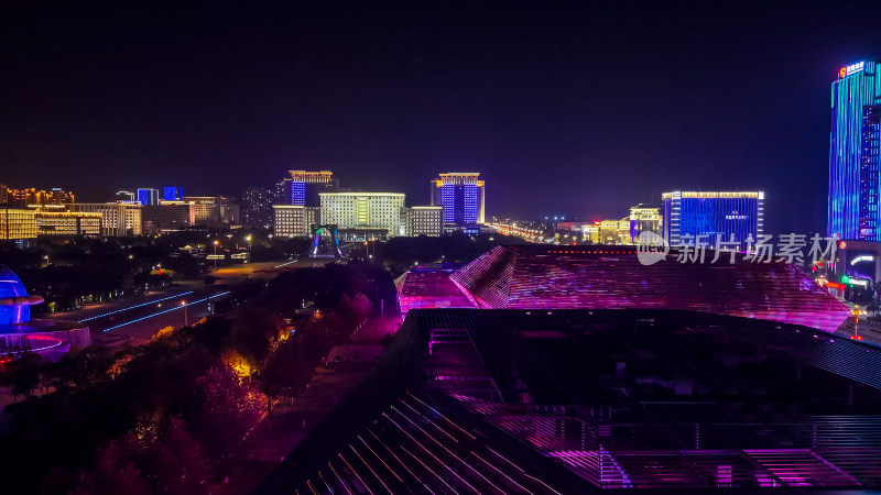 江西上饶城市夜景灯光航拍