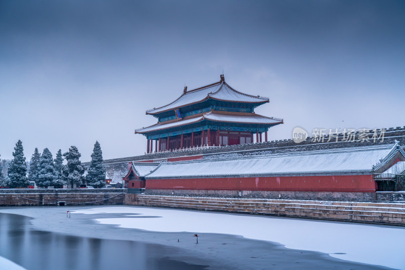 北京故宫神武门雪景