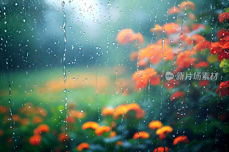 自然风景植物背景雨水