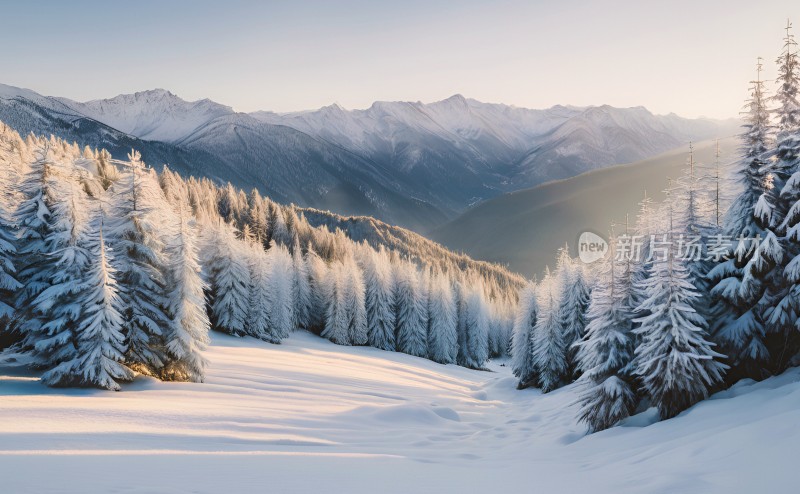 冬季森林白雪覆盖风景