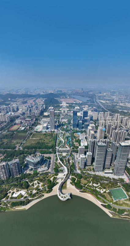 广东省佛山市顺德区中轴公园金凤凰广场航拍