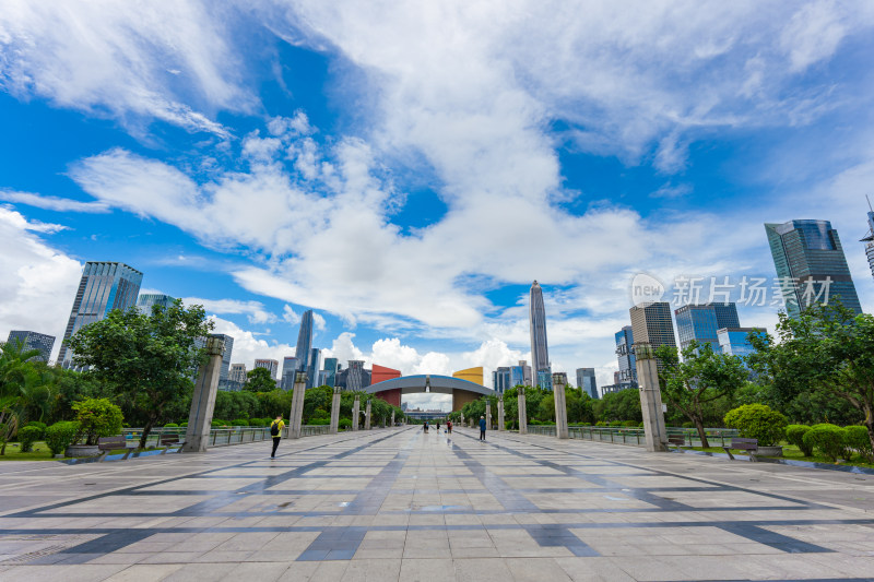 深圳莲花山眺望福田市中心区CBD城市风光