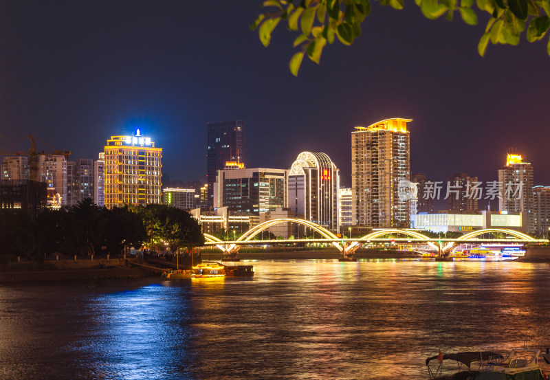 福州解放大桥城市天际线夜景