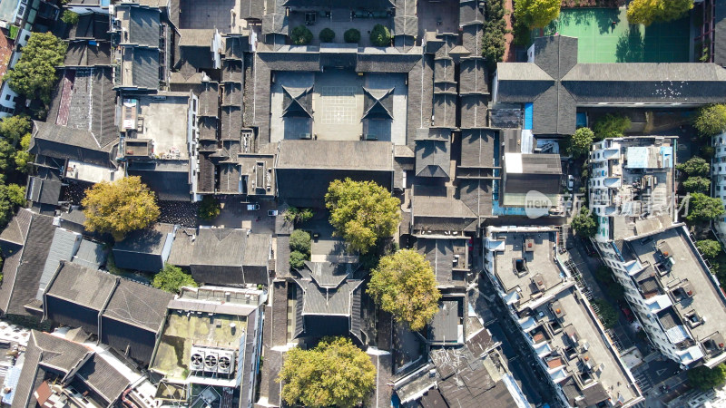 俯拍南京老门东古建筑