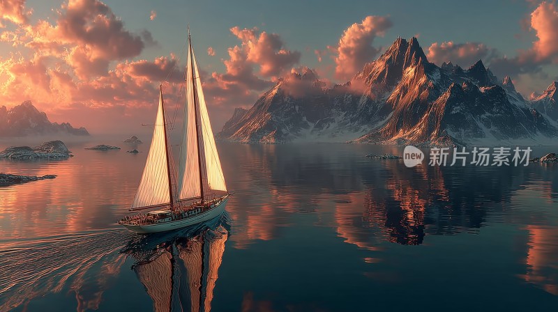 扬帆起航的帆船