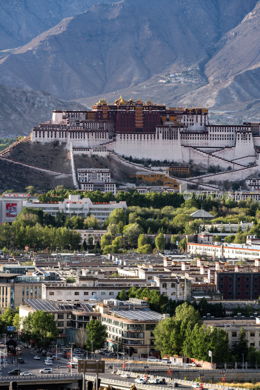 西藏拉萨南山公园远眺高原圣殿布达拉宫全景