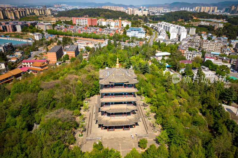 云南昆明城市风光地标建筑航拍图