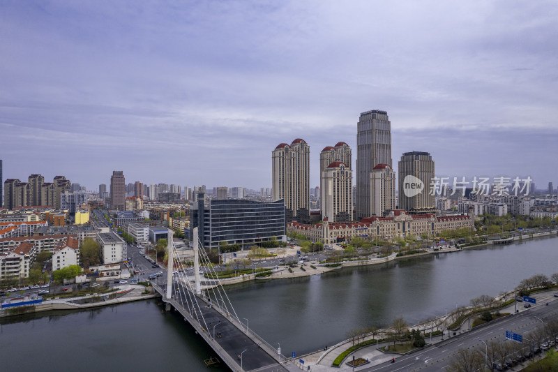 天津海河风景线城市建筑风光航拍