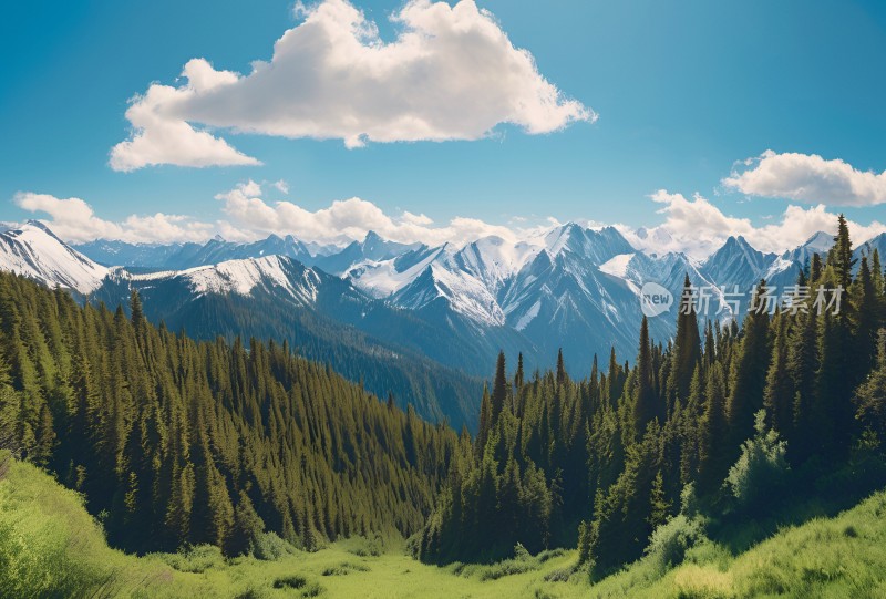 雪山高原草原森林风景