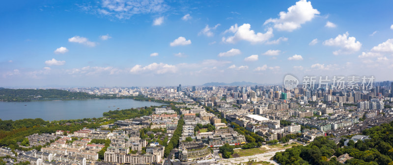 杭州城区西湖全景航拍