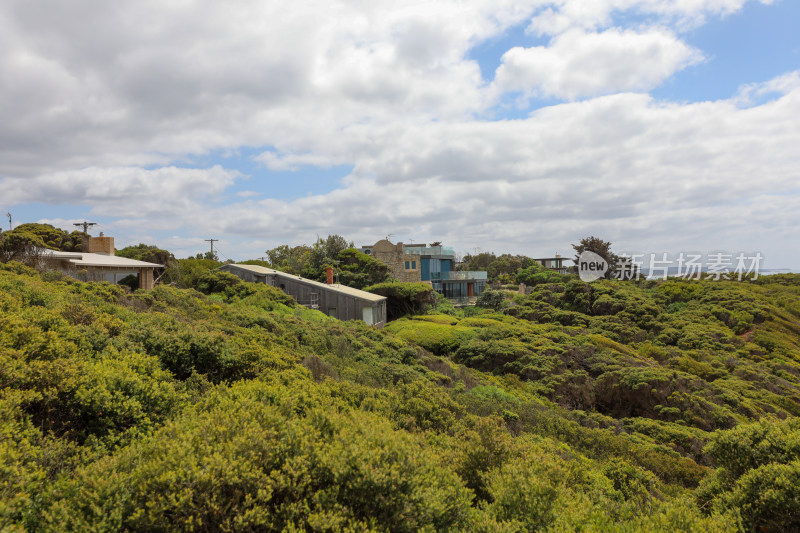 澳大利亚斯普利特角灯塔海景与民居俯瞰图