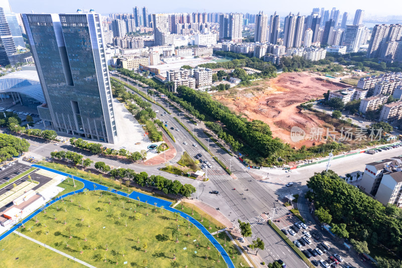 广东惠州市政府及周边建筑航拍摄影图