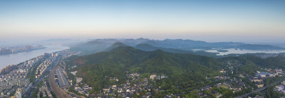 杭州西湖与钱塘江全景风光