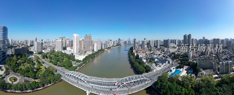 航拍广东广州城市建设海珠桥珠江风光