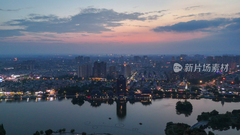 航拍四川眉山建设眉山夜景