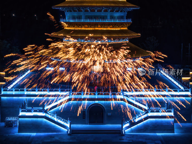 江西上饶网红景点婺女洲日落夜景航拍