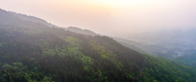 湖北利川甘溪山全景日落