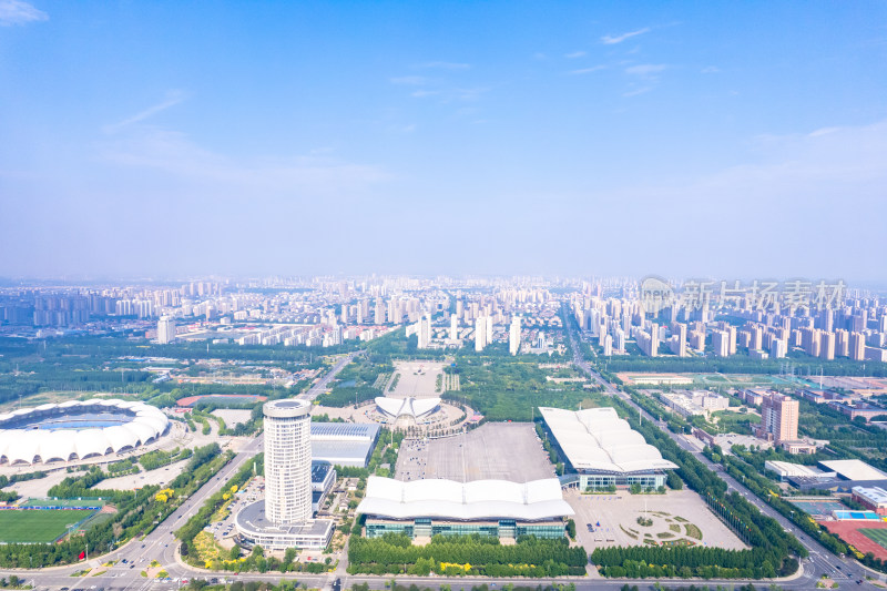 航拍河北沧州城市大景